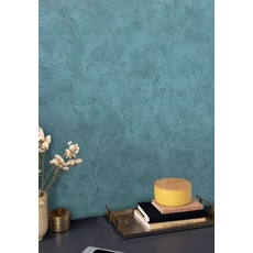 Kép 3/3 - Caselio Elegáns texturált kék vinyl tapéta Patine Uni Bleu Lagon 53 cm X 10 m