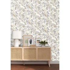 Kép 2/3 - Caselio Modern virág mintás bézs-arany vlies tapéta Fauve Beige/Taupe/Dore 53 cm X 10 m