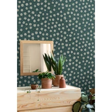 Kép 3/3 - Caselio Romantikus virág mintás sötétzöld vlies tapéta Anna Vert Emeraude 53 cm X 10 m