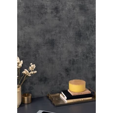 Kép 3/3 - Caselio Szövethatású fekete vinyl tapéta Telas Uni Noir 53 cm X 10 m