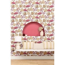 Kép 3/3 - Caselio Trópusi növény mintás fukszia-barna vlies tapéta Bali Rose Fuchia 53 cm X 10 m