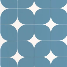 Kép 1/3 - Caselio Retro mintás kék vinyl taolta Detour Bleu Petrole 53 cm X 10 m