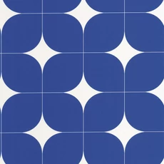 Kép 1/3 - Caselio Retro mintás kék vinyl taolta Detour Bleu Electrique 53 cm X 10 m