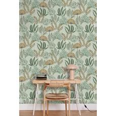 Kép 3/3 - Caselio Trópusi növény mintás zöld vlies tapéta Bali Vert D'Eau 53 cm X 10 m