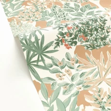 Kép 2/3 - Caselio Modern virág mintás bézs-zöld vinyl tapéta Thalie Sable Vert 53 cm X 10 m