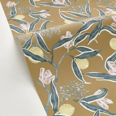 Kép 2/3 - Caselio Gyümölcs mintás zöld vinyl tapéta konyhába Eurydice Vert Opaline Curry 53 cm X 10 m