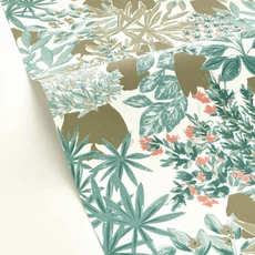 Kép 2/3 - Caselio Modern virág mintás zöld vinyl tapéta Thalie Kaki Rose 53 cm X 10 m