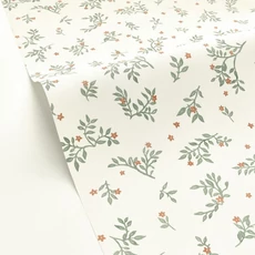 Kép 2/3 - Caselio Romanitkus apró virágos zöld vinyl tapéta Callisto Vert Orange 53 cm X 10 m