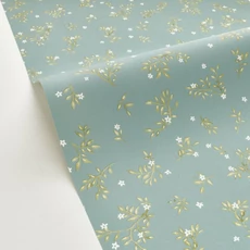 Kép 2/3 - Caselio Romanitkus apró virágos szürkés kék vinyl tapéta Callisto Bleu Grise 53 cm X 10 m