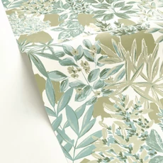 Kép 2/3 - Caselio Modern virág mintás zöld vinyl tapéta Thalie Lichen Jaune 53 cm X 10 m