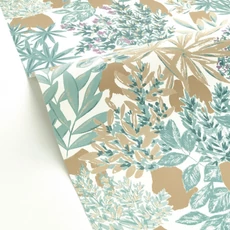 Kép 2/3 - Caselio Modern virág mintás zöld-sárga vinyl tapéta Thalie Vert Opaline Curry 53 cm X 10 m