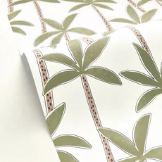 Kép 2/3 - Caselio Pálmafás fehér-zöld vlies tapéta Se Balancer Kaki 53 cm X 10 m