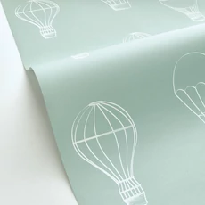 Kép 2/3 - Caselio Hőlégballonos zöld vlies tapéta Voyager Menthe 53 cm X 10 m