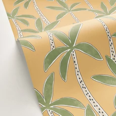 Kép 2/3 - Caselio Pálmafás sárga vlies tapéta Se Balancer Curry 53 cm X 10 m