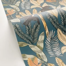 Kép 2/3 - Caselio Trópusi dzsungel mintás sötétkék vlies tapéta Explorer Bleu Nuit 53 cm X 10 m