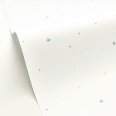Kép 2/3 - Caselio Csillagos fehér vlies tapéta Rever Menthe 53 cm X 10 m