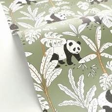 Kép 2/3 - Caselio Pandás zöld vlies tapéta Se Prelasser Vert 53 cm X 10 m