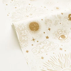 Kép 2/3 - Caselio Naprendszeres fehér-arany vinyl tapéta Live Your Dreams Blanc Dore 53 cm X 10 m