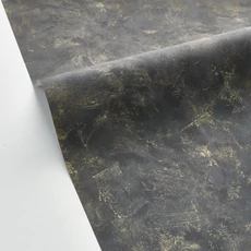 Kép 2/3 - Caselio Elegáns texturált fekete vinyl tapéta arany fénnyel Patine Uni Noir Or 53 cm X 10 m