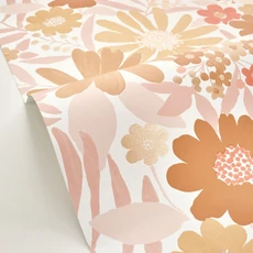 Kép 2/3 - Caselio Százszorszépes rószaszín vlies tapéta Marguerite Blanc Roses 53 cm X 10 m