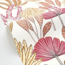 Kép 2/3 - Caselio Trópusi növény mintás fukszia-barna vlies tapéta Bali Rose Fuchia 53 cm X 10 m