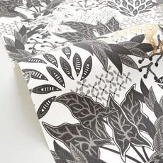 Kép 2/3 - Caselio Trópusi erdő mintás fekete-fehér vlies tapéta Borneo Noir Blanc Or 53 cm X 10 m