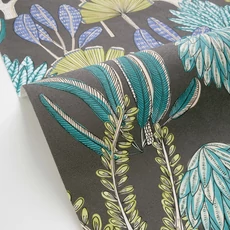 Kép 2/3 - Caselio Trópusi növény mintás zöld-fekete vlies tapéta Bali Noir Vert 53 cm X 10 m