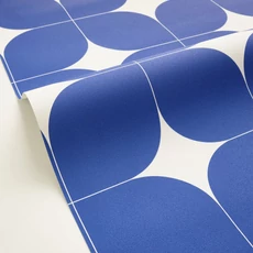 Kép 2/3 - Caselio Retro mintás kék vinyl taolta Detour Bleu Electrique 53 cm X 10 m