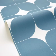 Kép 2/3 - Caselio Retro mintás kék vinyl taolta Detour Bleu Petrole 53 cm X 10 m