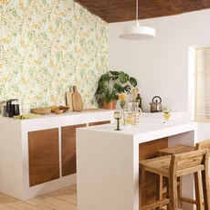 Kép 3/3 - Caselio Modern levél mintás zöld-sárga vinyl tapéta Green Life Joy Vert Orange 53 cm X 10 m