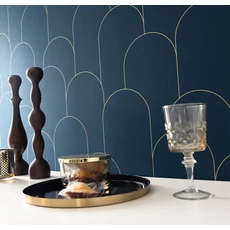 Kép 3/3 - Caselio Elegáns art deco sötétkék vinyl tapéta Ornament Blue Nuit Dore 53 cm X 10 m