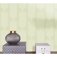 Kép 3/3 - Caselio Art deco zöld-arany vinyl tapéta Glamour Vert Amande Dore 53 cm X 10 m