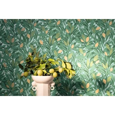 Kép 3/3 - Caselio Citromfás mediterrán zöld vinyl tapéta Cassis Vert Mousse Orange 53 cm X 10 m