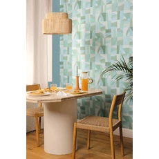 Kép 3/3 - Caselio Absztrakt mintás modern kék-zöld vinyl tapéta Aix Vert Aqua 53 cm X 10 m