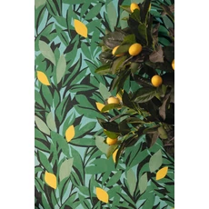 Kép 3/3 - Caselio Citromfás mediterrán zöld-sárga vinyl tapéta Cassis Vert Feuille Jaune 53 cm X 10 m