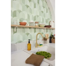 Kép 3/3 - Caselio Geometriai mintás modern zöld vinyl tapéta konyhába Bandol Vert Mousse 53 cm X 10 m
