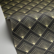 Kép 2/3 - Caselio Art deco glamúr fekete-arany vinyl tapéta Effervescence Noir Dore 53 cm X 10 m