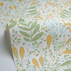 Kép 2/3 - Caselio Modern levél mintás zöld-sárga vinyl tapéta Green Life Joy Vert Orange 53 cm X 10 m