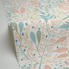 Kép 2/3 - Caselio Modern levél mintás kék-rózsaszín vinyl tapéta Green Life Joy Veux Rose 53 cm X 10 m