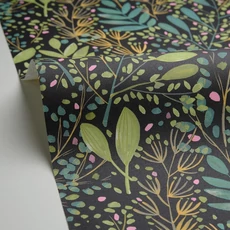 Kép 2/3 - Caselio Modern levél mintás zöld-fekete vinyl tapéta Green Life Joy Vert Noir 53 cm X 10 m