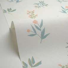 Kép 2/3 - Caselio Fűszernövényes zöld-rózsaszín vinyl tapéta Luck Vieux Rose 53 cm X 10 m