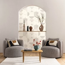 Kép 3/3 - Caselio Geometriai mintás modern bézs vinyl tapéta Amplitude Gris Souris 53 cm X 10 m