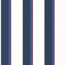 Kép 1/3 - Caselio Elegáns csíkos kék vinyl tapéta lila szegéllyel Linear Bleu 53 cm X 10 m