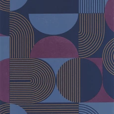 Kép 1/3 - Caselio Geometriai mintás modern kék-lila vinyl tapéta Amplitude Aubergine 53 cm X 10 m