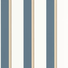 Kép 1/3 - Caselio Elegáns csíkos kék vinyl tapéta barnaszegéllyel Linear Bleu 53 cm X 10 m