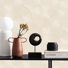 Kép 3/3 - Caselio Modern geometrikus bézs vinyl tapéta Circle Beige 53 cm X 10 m