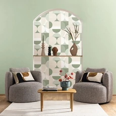 Kép 3/3 - Caselio Geometriai mintás modern zöld-arany vinyl tapéta Amplitude Vert D'Eau 53 cm X 10 m