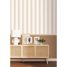 Kép 3/3 - Caselio Elegáns csíkos bézs vinyl tapéta arany szegéllyel Linear Beige Or 53 cm X 10 m