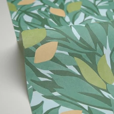 Kép 2/3 - Caselio Citromfás mediterrán zöld vinyl tapéta Cassis Vert Mousse Orange 53 cm X 10 m