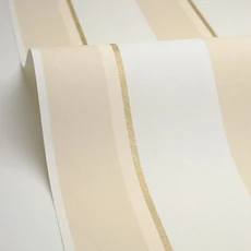 Kép 2/3 - Caselio Elegáns csíkos bézs vinyl tapéta arany szegéllyel Linear Beige Or 53 cm X 10 m